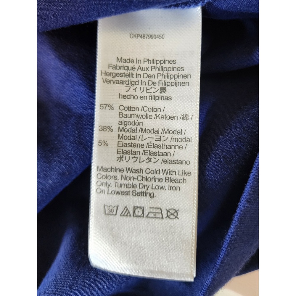 Madewell Mock Neck Short Sleeve Tee Royal Blue Cotton Modal Stretch Top NS583 XS - Picture 4 of 5